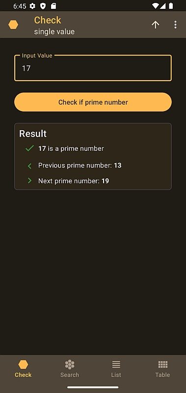 Mobile App Prime Numbers: check prime number